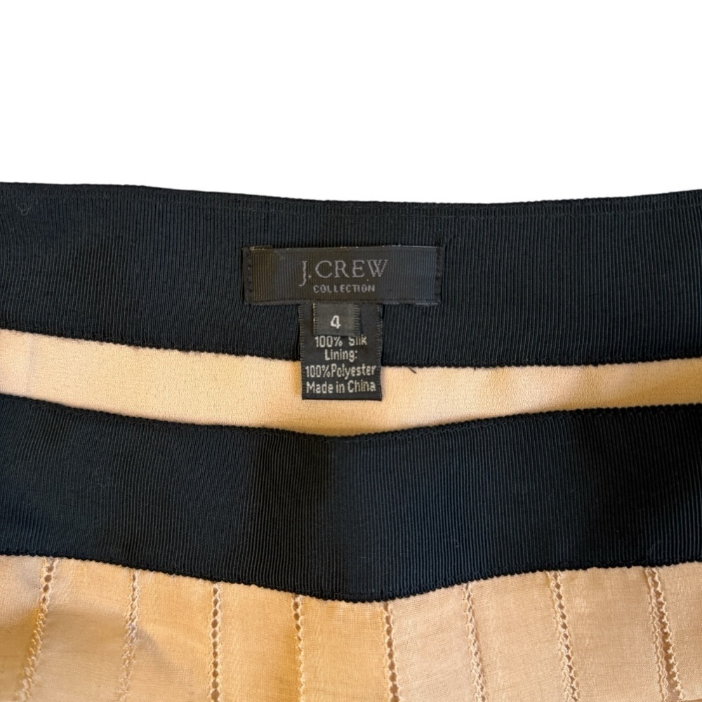 J. Crew Collection Silk Brique Tiered Fringe Mini Skirt Tan & Black Size 4 #1873 - Picture 5 of 6